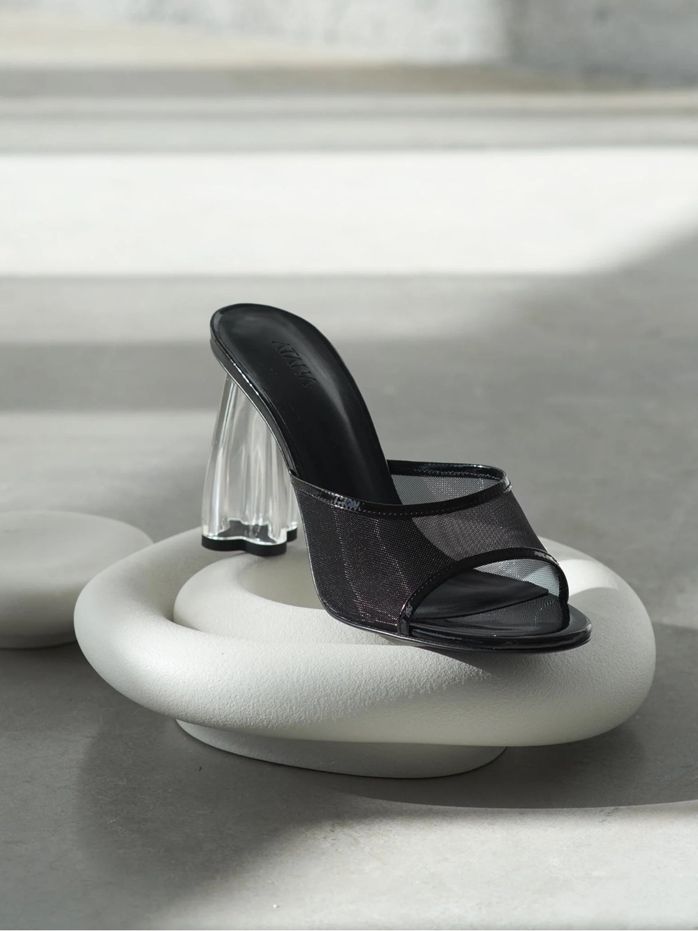 ATANA Fiorellini Glass Mule 95 Black Gloss
